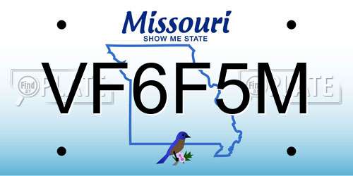 VF6F5M Missouri License Plate