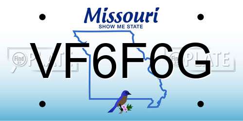 VF6F6G Missouri License Plate
