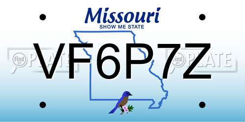 VF6P7Z Missouri License Plate