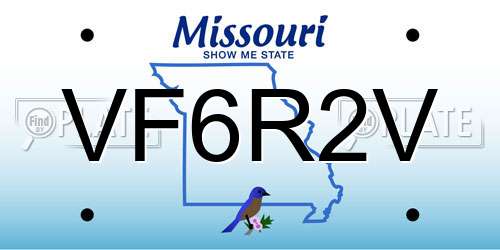 VF6R2V Missouri License Plate