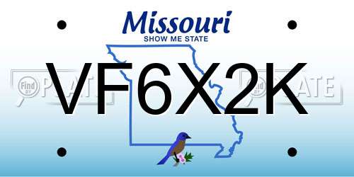 VF6X2K Missouri License Plate
