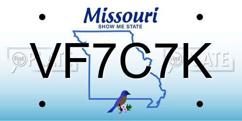 VF7C7K Missouri License Plate