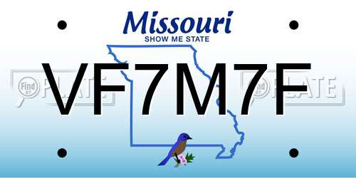 VF7M7F Missouri License Plate