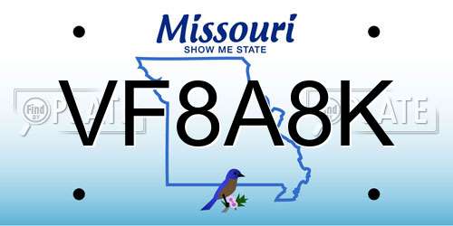 VF8A8K Missouri License Plate