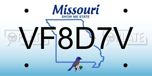 VF8D7V Missouri License Plate