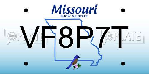 VF8P7T Missouri License Plate