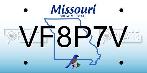 VF8P7V Missouri License Plate