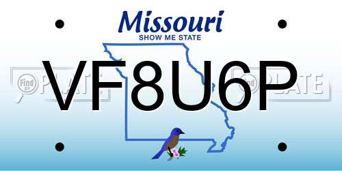 VF8U6P Missouri License Plate