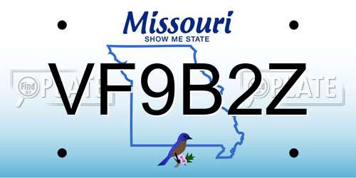 VF9B2Z Missouri License Plate
