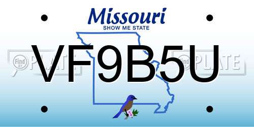 VF9B5U Missouri License Plate