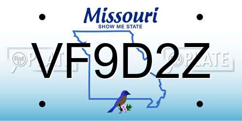 VF9D2Z Missouri License Plate