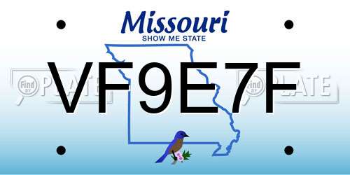 VF9E7F Missouri License Plate