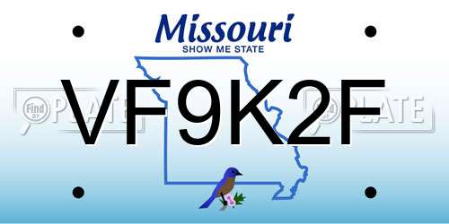 VF9K2F Missouri License Plate