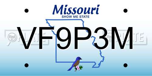VF9P3M Missouri License Plate