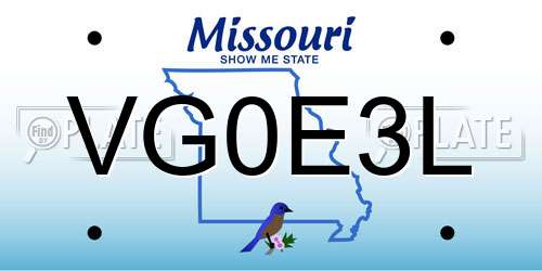 VG0E3L Missouri License Plate