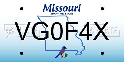 VG0F4X Missouri License Plate