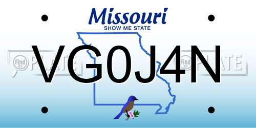 VG0J4N Missouri License Plate
