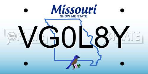 VG0L8Y Missouri License Plate