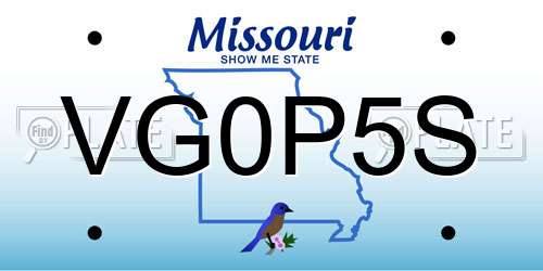 VG0P5S Missouri License Plate