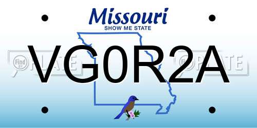 VG0R2A Missouri License Plate