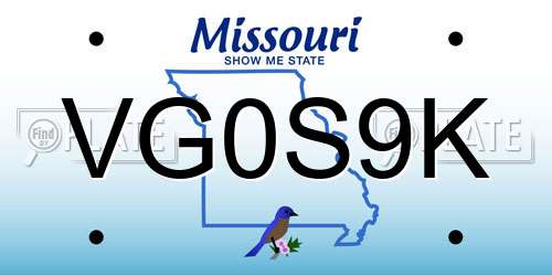 VG0S9K Missouri License Plate