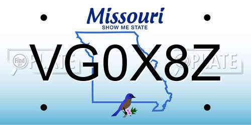 VG0X8Z Missouri License Plate