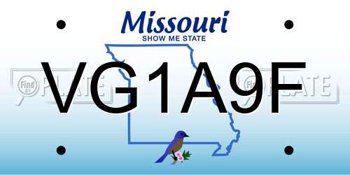 VG1A9F Missouri License Plate