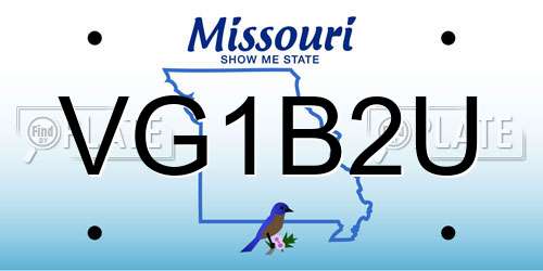 VG1B2U Missouri License Plate