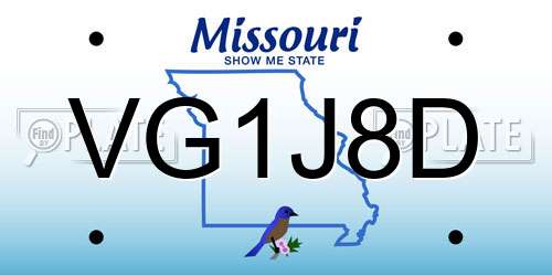 VG1J8D Missouri License Plate