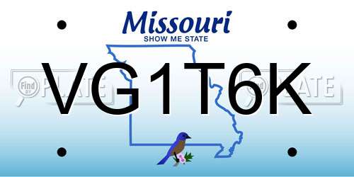 VG1T6K Missouri License Plate