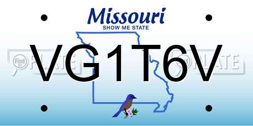 VG1T6V Missouri License Plate