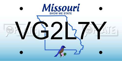 VG2L7Y Missouri License Plate