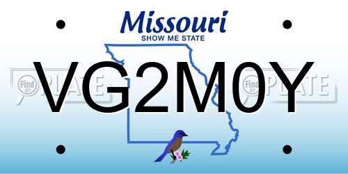 VG2M0Y Missouri License Plate
