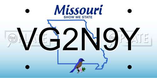 VG2N9Y Missouri License Plate