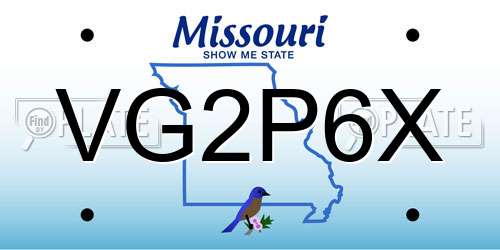 VG2P6X Missouri License Plate