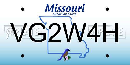 VG2W4H Missouri License Plate