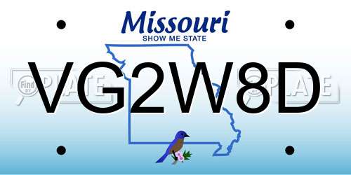 VG2W8D Missouri License Plate