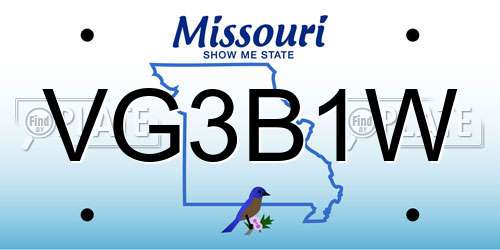 VG3B1W Missouri License Plate