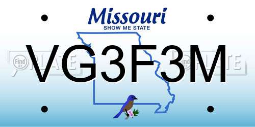 VG3F3M Missouri License Plate