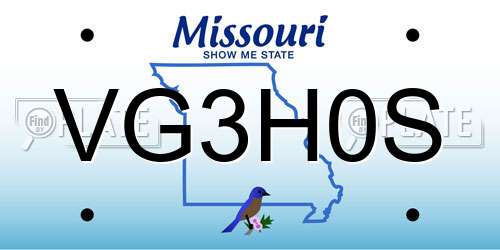 VG3H0S Missouri License Plate