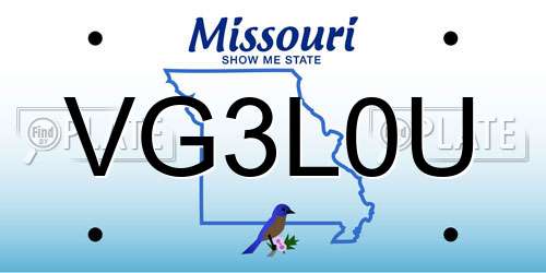 VG3L0U Missouri License Plate