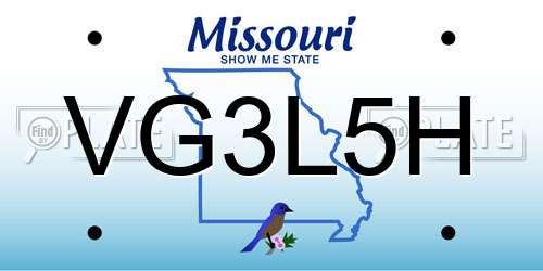 VG3L5H Missouri License Plate