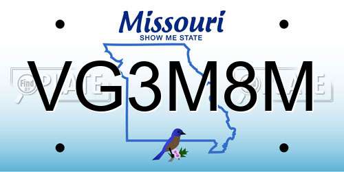 VG3M8M Missouri License Plate