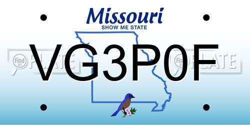 VG3P0F Missouri License Plate
