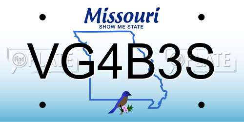 VG4B3S Missouri License Plate