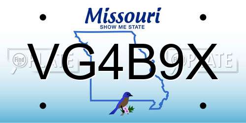 VG4B9X Missouri License Plate