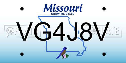 VG4J8V Missouri License Plate