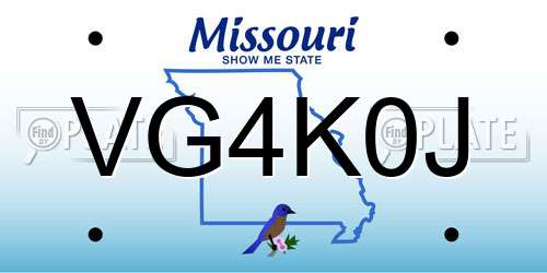 VG4K0J Missouri License Plate