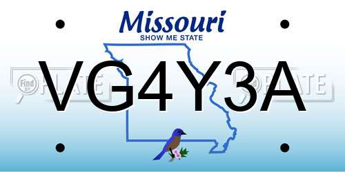 VG4Y3A Missouri License Plate