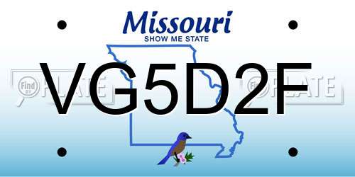 VG5D2F Missouri License Plate